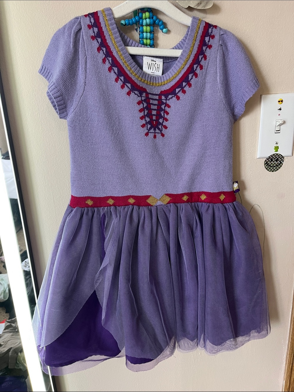 Disney Wish Purple Knit & Tulle Dress with Red and Gold Trim